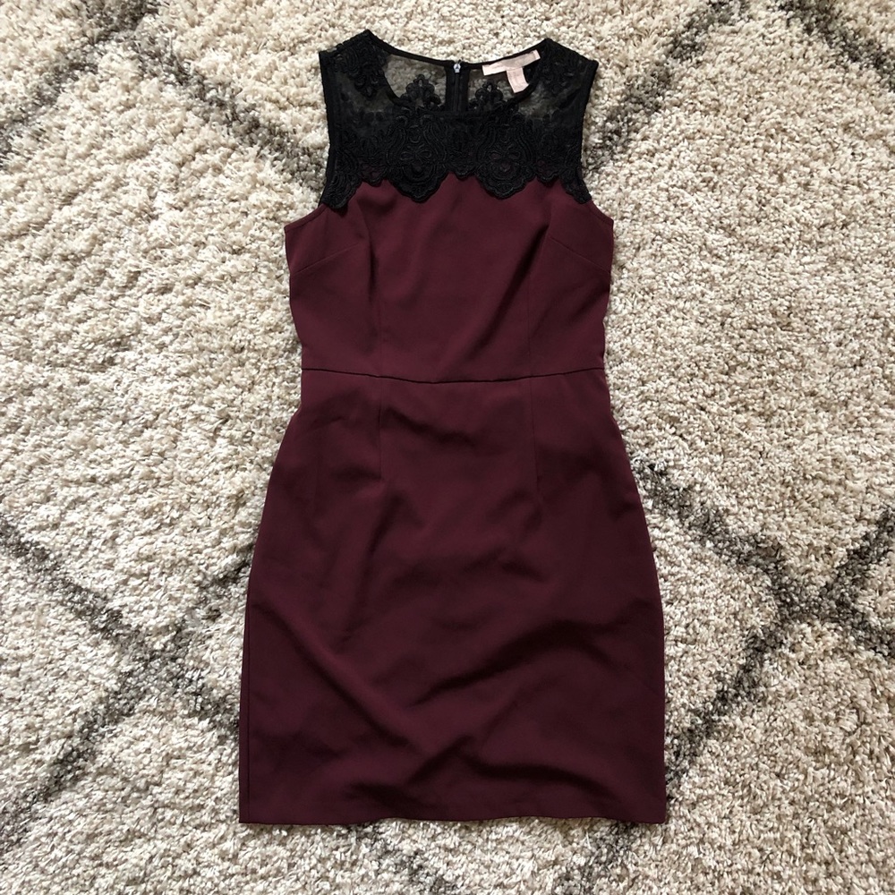 Forever 21 Maroon Lace Mini Dress
